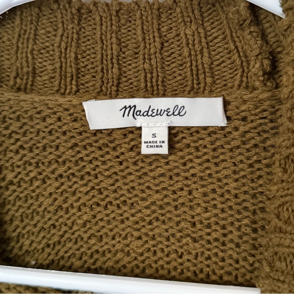 Madewell Ruffle Cardigan Sweater in Golden Spinach Women’s Small Cottagecore - Picture 4 of 6